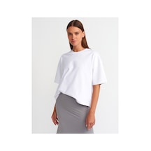 Dilvin 31017 Kısa Kollu Pamuklu T-shirt Ekru