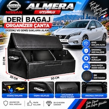 Nissan Almera Uyumlu Oto Bagaj Organizeri Deri Bagaj Kutu Çanta 1