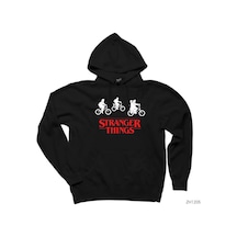 Stranger Things Bicycle Siyah Kapşonlu Sweatshirt Hoodie Siyah