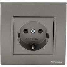 Netelsan Byobu Antrasit Topraklı Priz - Çerçeveli