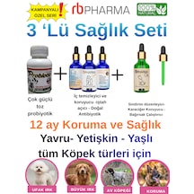 Köpek Sağlık Seti 3'lü - Güçlü Toz Probiyotik, Doğal Iştah Açıcı Ve Sindirim Düzenleyici Bağışıklık Damlası