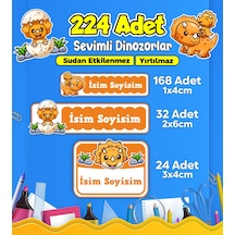 Dinozor Temalı Okul Kreş Kişiye Özel İsim Etiket Seti - Model 460 Çok Renkli
