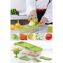 5 Başlıklı Hazneli Kaymaz Rende Jülyen Kesici Patates Havuç Rendesi Renkli