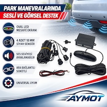 Forza Universal Sesli Ve Led Ekranlı Siyah 4 Sensörlü Park Sistemi 18 Mm