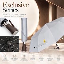 Aventus Exclusive Series - Otomatik Açılır Kapanır Tasarım Saplı Şemsiye Gri