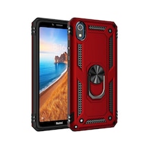 Redmi 7a Kılıf Sofya Yüzüklü Silikon Kapak - Kırmızı İtdark8531