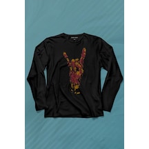 Hey There Rock Hand Rockstar Urban Uzun Kollu Tişört Baskılı T-shirt 001