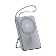 Juo 10000 Mah Qi2 Magsafe Powerbank Standlı Pd 22.5w Taşınabilir Kablosuz Hızlı Şarj Cihazı Gri