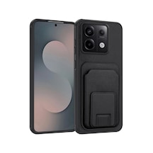 Xiaomi Redmi Note 13 Pro 5g  Kılıf Flexstand Kartlıklı Silikon Kılıf Siyah