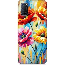 Oppo A72 Uyumlu Bahar Esintisinde Renkli Papatyalar Desenli Silikon Kılıf Çok Renkli