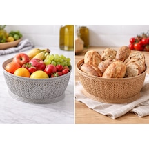 Yuvarlak Örgü Sepet 3,5 Lt Round Knitting Basket 3,5 L Gri