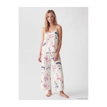 Lcw Dream Ekru Çiçekli İp Askılı Kadın Pijama Takım