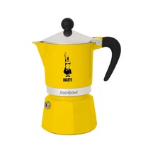 Bialetti - Rainbow: 3 Cups Ocak Üstü Espresso Pişirici - 130ml - Sarı Renk - Alüminyum Gövde - Patentli Güvenlik Valfi - Tüm Ocak Türleri İçin Uygundur İndüksiyon Hariç Sku: Smg8690010169303
