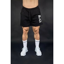 Loona Studıo Black Yazılı Baskılı Regular Fit Siyah Cepli Erkek Şort Siyah