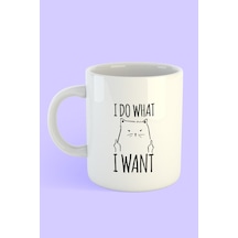 Beyaz Kedi I Do What I Want Baskılı Kupa