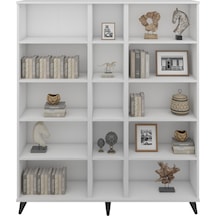 Simple Kitaplık 12 Raflı 150x30x176 Beyaz Beyaz