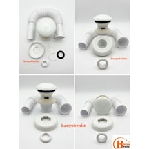 Pop Up Sifon Taşma Delikli Porselen Kafa Beyaz Renk Sifon Ve Beyaz Renk Lavabo Yüzüğü Lavabo Sifonu