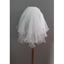 Suzanna Moda 70x60x50 Cm Boy Taraklı 3 Kat Hayal Tül Duvak Şeritli, Bukleli,duble Dalgalı Ve Kabarık Krem