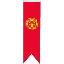 Masa Üstü Kırlangıç Kırgızistan Bayrağı - 8X30Cm Çift Taraflı Sat