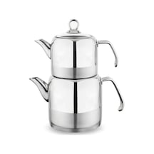 Schafer Ada 4Parça Metal Kulplu Çaydanlık Küçük Boy Inox Gri