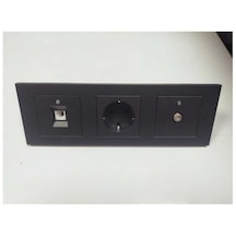 Ovivo Grano Siyah Topraklı Priz Uydu Tv F Priz Nümeris Telefon Prizi 3'lü Set/paket