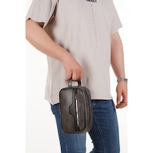 Newish Polo Crazy Desenli Suni Deri Portföy-clutch Traşlık Ve El Çantası Günlük, Seyahat Gri