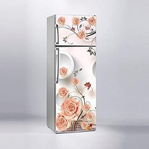 Ayrex Buzdolabı Sticker Kaplama Dolap Kaplama Etiketi Pembe Çiçekler Diğer