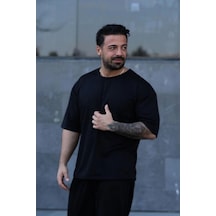 Tarzsokak Erkek Oversize Pamuklu Nefes Alan Siyah
