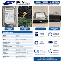 Samsung  Uyumlu Hd322gj 320gb 7200rpm 16mb Sata 3.5" Masaüstü Hdd Hard Disk