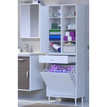 Eliusta Rule Sepetli Banyo/mutfak Dolabı 55 Cm Genişliğe Sahip 55x171x32,5 Cm Bir Sepetli Beyaz Dolap Beyaz