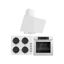 Fryart XE63CB-CS206-D078 Beyaz Cam Ankastre Set