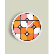 Soyut - Geometrik Temalı Modern Duvar Saati - 30cm - Önü Camlı Beyaz Kasa - Sessiz Mekanizma-jh0172 Beyaz