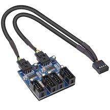 Alfais 6072 Anakart İç Usb Hub 9 Pin Header 1x4 Çoğaltıcı Port Genişletici Panel Rgb Dişi