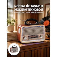 Mey İthalat Nostalji Bluetooth Radyo Fm Am Sw Ahşap Eskitme Tasarım Yeni Nesil