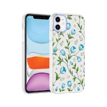 İphone 11 Kılıf Kamera Korumalı Desenli Zore Klip Kapak - Mavi Lale -