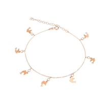 Brezza Lusso Jewelry Yunus Balığı Figürlü Taşlı Gümüş Kadın Ayak Halhal Rose