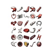 30 Adet Modifiye Motosiklet Parça Sticker Seti - Laptop, Kask, Matara Çok Renkli
