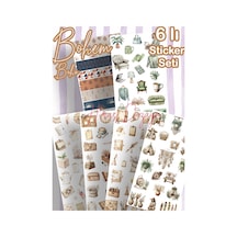 6’lı Bohem Boho Sticker Seti Soft Dekoratif Etiket Ajanda Scrapbook