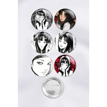 Junji İto Tomie Anime Manga Çanta Süsü İğneli Buton Rozet Seti 6 Adet Altılı