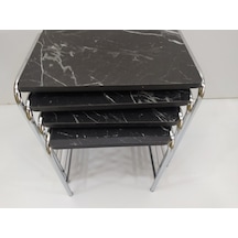 Zigon Sehpa 4'Lü Metal Model Transmisyon Nikelaj Ayak Siyaj Merme