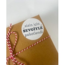 Sizin Için Sevgiyle Paketlendi Kalpli Siyah Yazılı 4 Cm Yapışkanlı Etiket 120 Adet