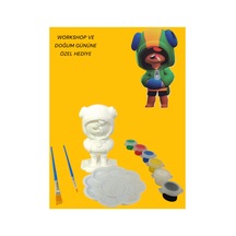 3d Leon Figür Boyama Seti - Kendin Boya Hobi Ve Etkinlik Seti - Akrilik Boya + 2 Fırça