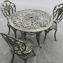 Aluminyumdokumcu Güllü Sandalye 3Adet 90 Cm Lik Masa