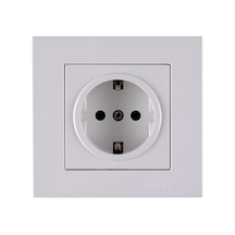 Karen Kar Beyaz Topraklı Priz 1 Adet Elektrik Prizi Modern Tasarım
