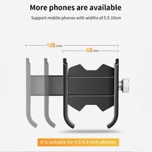 Vkemall Alüminyum Çelik Bisiklet-motosiklet Telefon Tutucu, 4.5-6.8 İnç İçin El Tutucu Tipi, Siyah, 30mm'den Az Çap Uyumlu Siyah