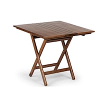 Atina Katlanır Masa 70x70 - Dış Mekan Ahşap Bahçe, Balkon Masası Ceviz