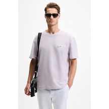 Grimelange Noır Erkek%100 Organik Pamuk Bisiklet Yaka Kısa Kol Regular Lila T-shirt Lila