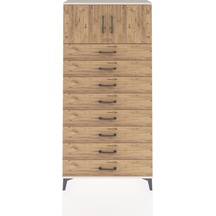 Arges Dolap Tek Raflı 8 Çekmeceli 2 Kapaklı 88x30x182 Aytaşı-çam Aytaşı