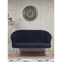 Zafir İkili Teddy Gold Kaplama Sivriltme Ayak Çay Seti Koltuk İkili Berjer , Balkon, Salon, Ofis Siyah
