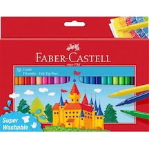 Faber-Castell Süper Yıkanabilir Keçeli Kalem 50'li,Canlı ve Kalıcı Renkler,Kolay Temizlenebilir,Ergonomik Tasarım